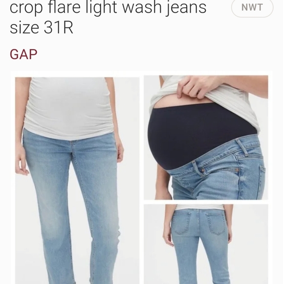 Gap Maternity Full panel crop flare light wash jeans size 32R - Picture 5 of 5